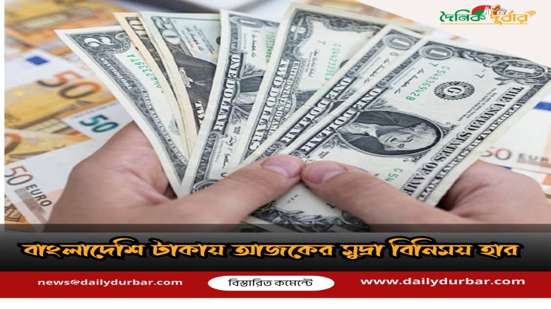 বাংলাদেশি টাকায় আজকের মুদ্রা বিনিময় হার...