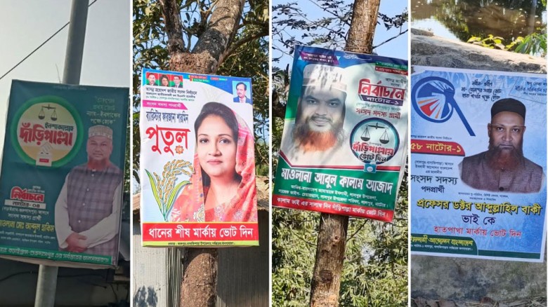 তফসিল ঘোষণার ৬ দিন পরও নাটোরজুড়ে পোস্টার-ফেস্টুন...